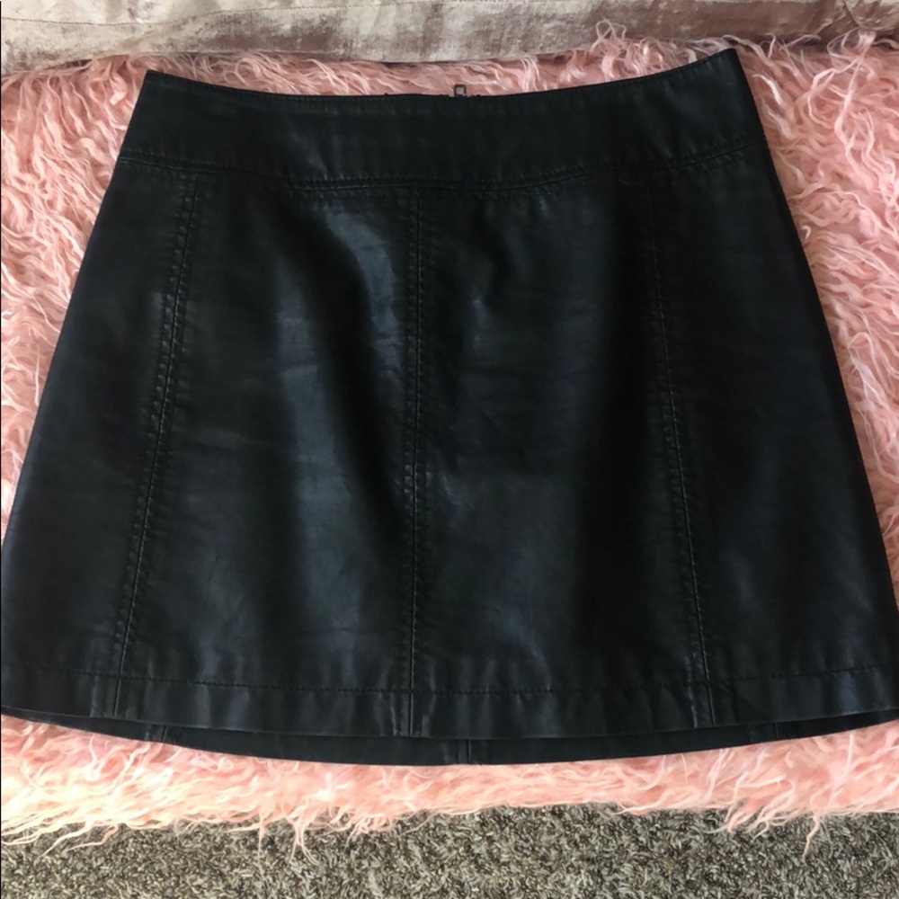 Black leather skirt.